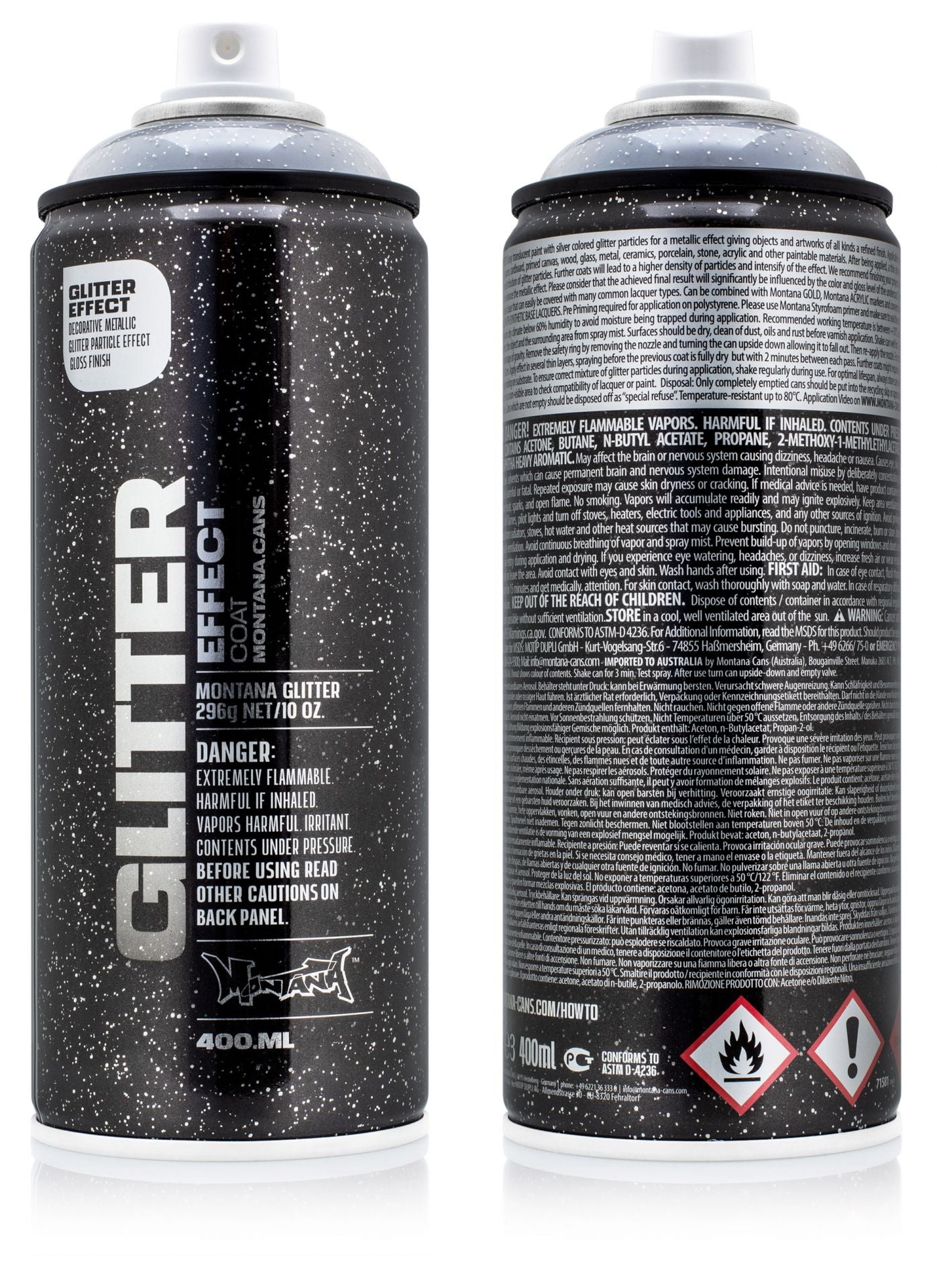 Montana GLITTER Effect spray spuitbus 400ML - Glitter Silver