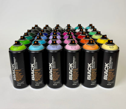Montana Black 36 pack starterpack voordeelbundel. Hoge druk spuitbussen voor graffiti, meubels kleuren, street art