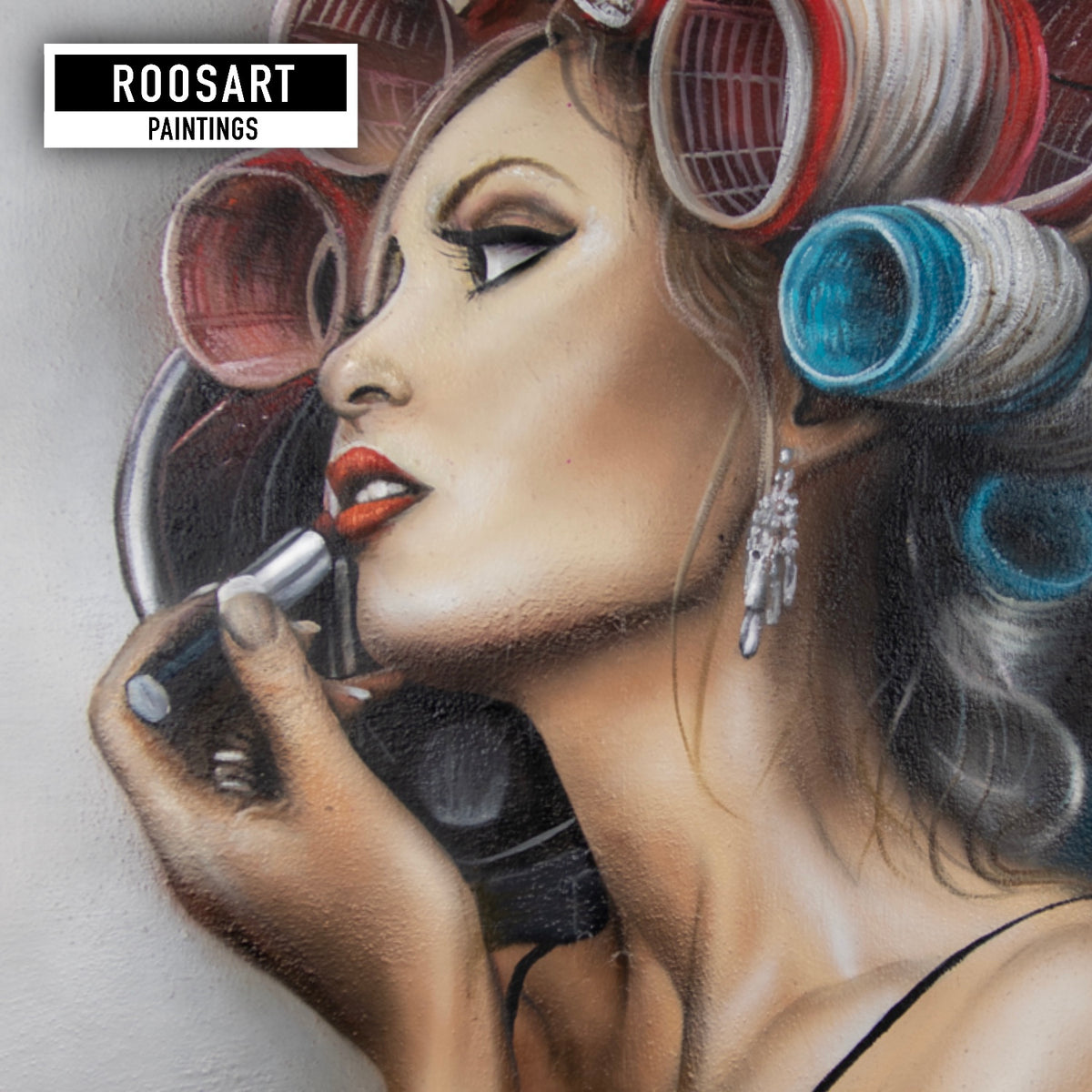 Art Print | Vrouw met Krulspelden | 80 x 60 cm