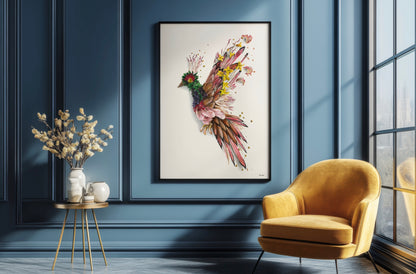 Art Print | Flower Bird | 90 x 120 cm (Extra Large)