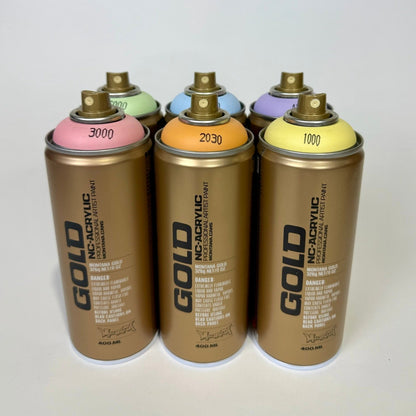 pastel pakket 6 pack Montana Gold spuitbussen. Lage druk spuitverf