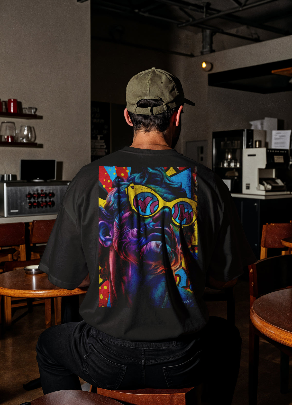 RoosArt T-shirt - Pop Art David | Zwart | Unisex