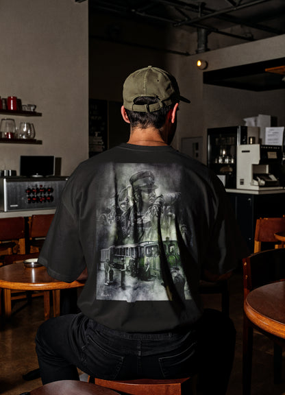 RoosArt T-shirt - Stoomtram | Zwart | Unisex