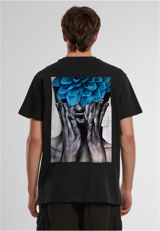 RoosArt T-shirt - Vrouw Met Bloem | Zwart | Unisex