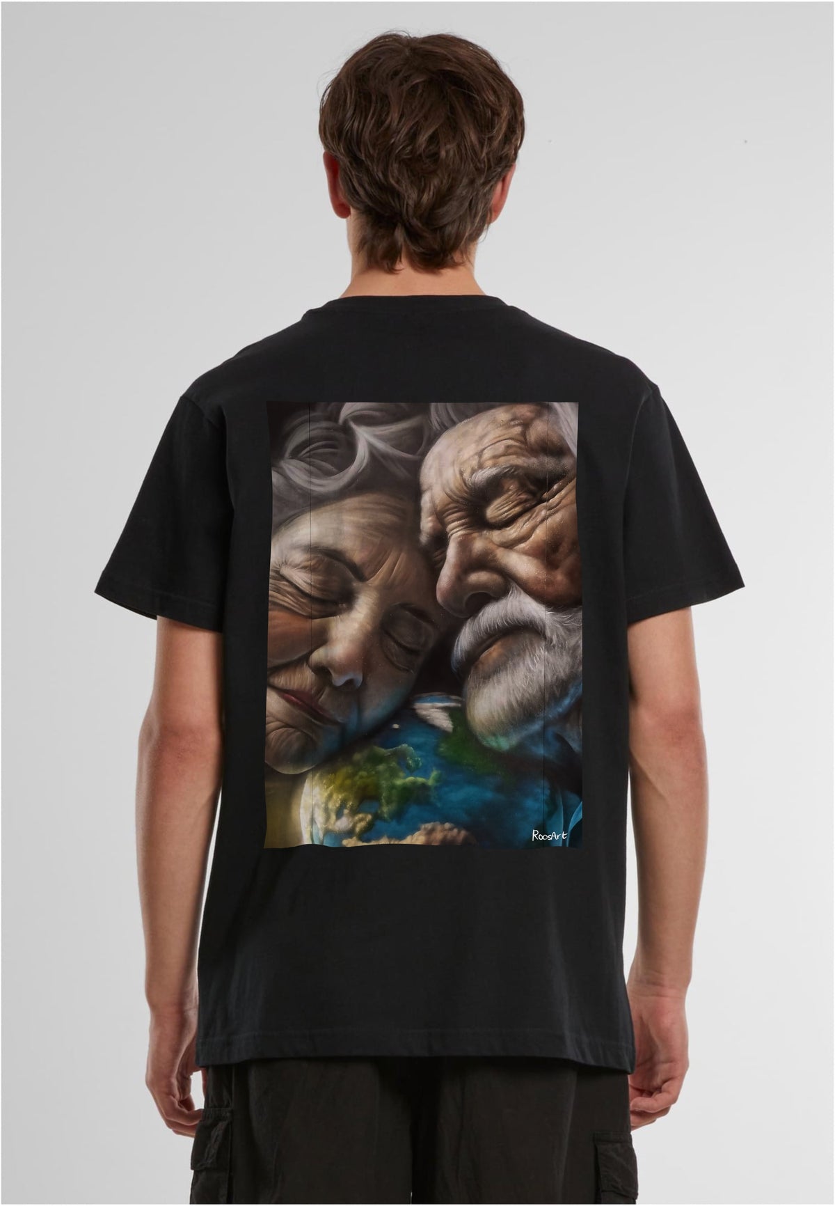 RoosArt T-shirt - Old Couple | Zwart | Unisex