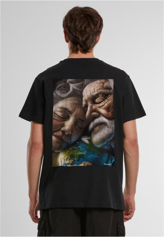 RoosArt T-shirt - Old Couple | Zwart | Unisex