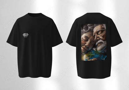 RoosArt T-shirt - Old Couple | Zwart | Unisex