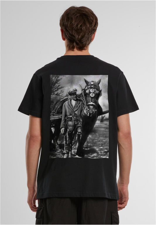 RoosArt T-shirt - Boer Met Paard | Zwart | Unisex