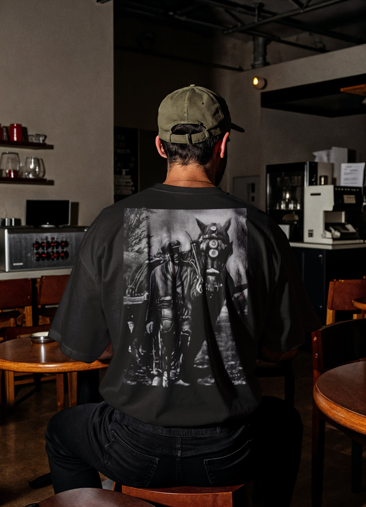 RoosArt T-shirt - Boer Met Paard | Zwart | Unisex