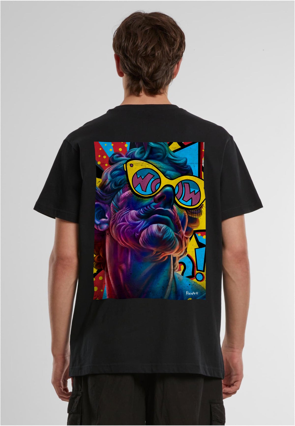 RoosArt T-shirt - Pop Art David | Zwart | Unisex