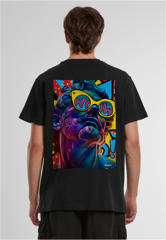 RoosArt T-shirt - Pop Art David | Zwart | Unisex
