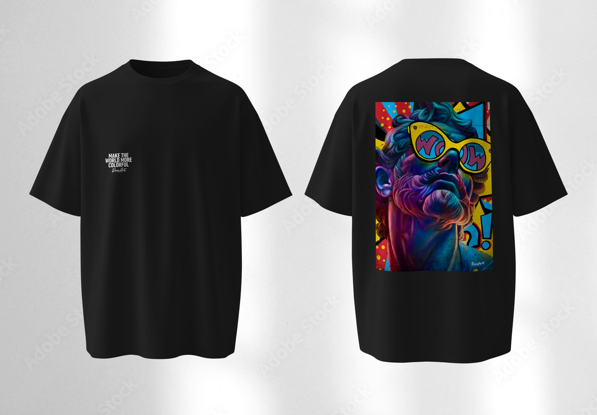 RoosArt T-shirt - Pop Art David | Zwart | Unisex