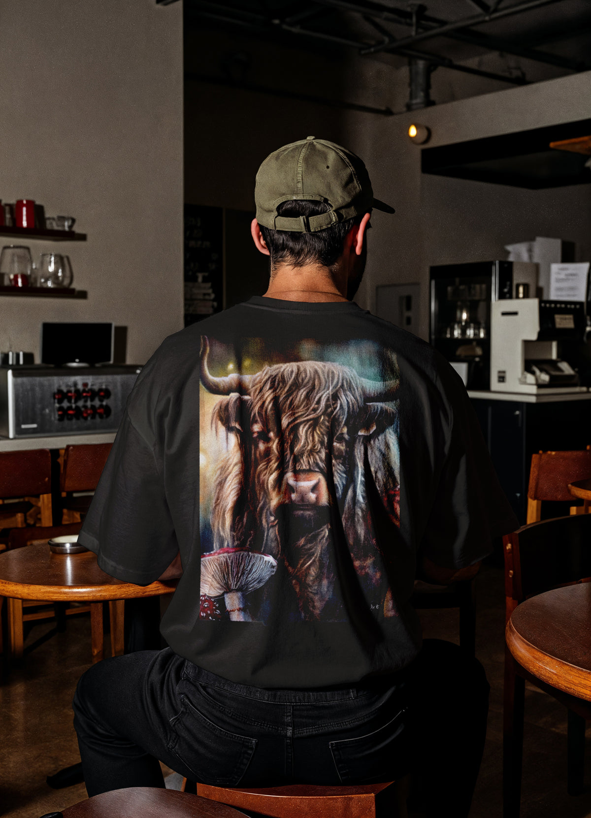 RoosArt T-shirt - Schotse Hooglander | Zwart | Unisex