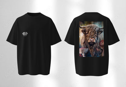 RoosArt T-shirt - Schotse Hooglander | Zwart | Unisex