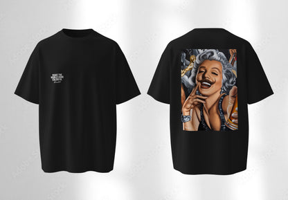 RoosArt T-shirt - Marilyn Monroe Met Snor | Zwart | Unisex