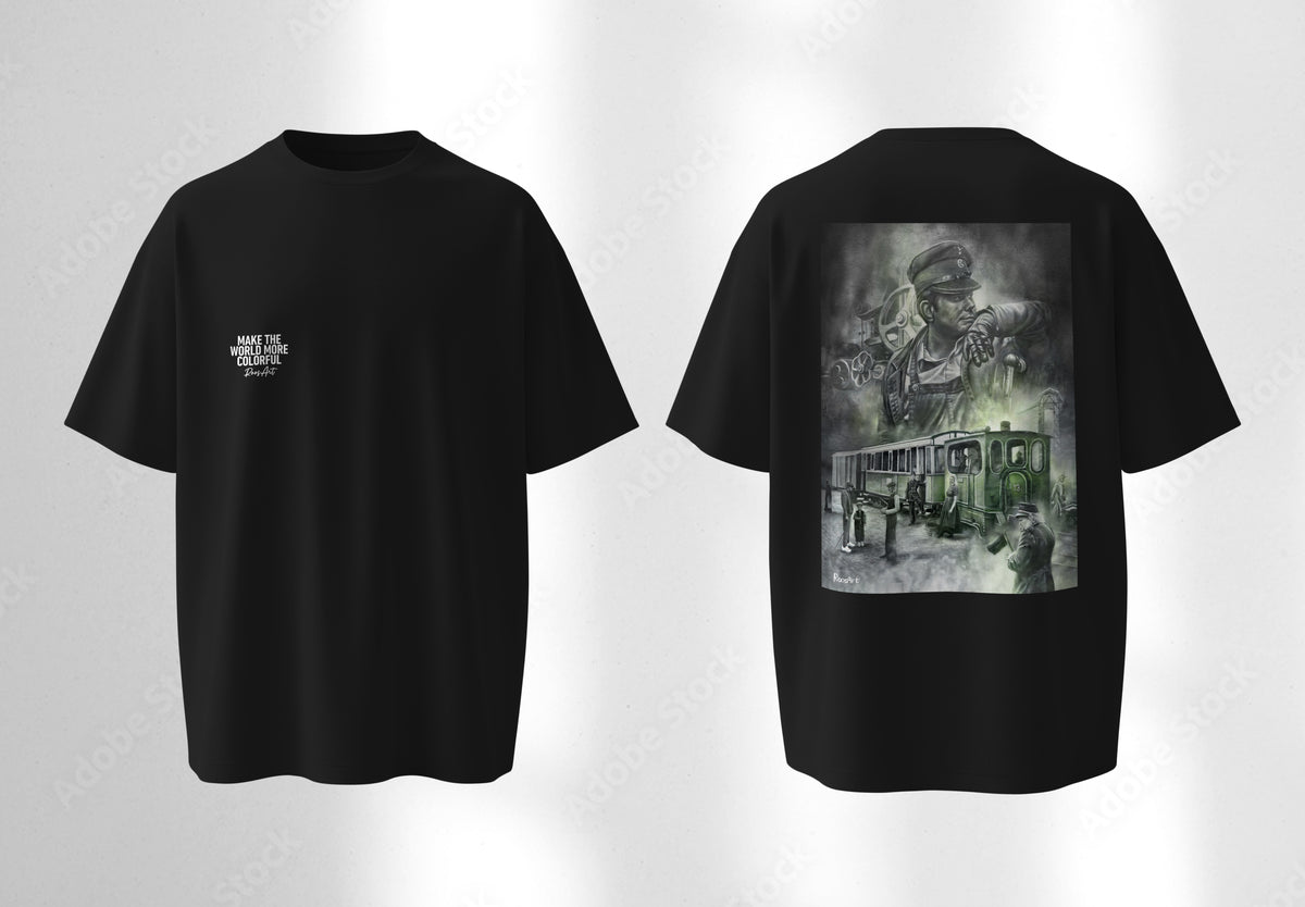 RoosArt T-shirt - Stoomtram | Zwart | Unisex