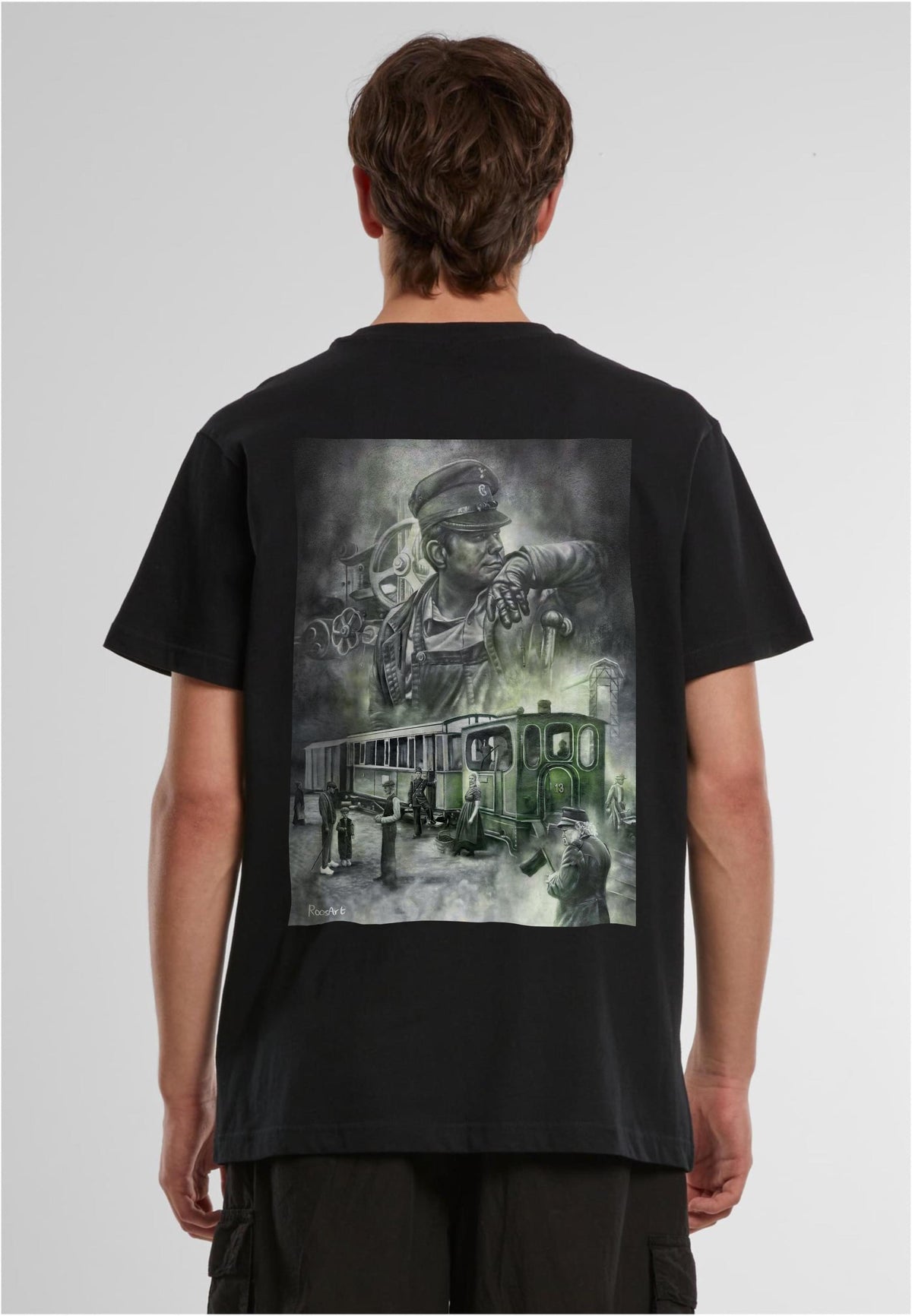 RoosArt T-shirt - Stoomtram | Zwart | Unisex